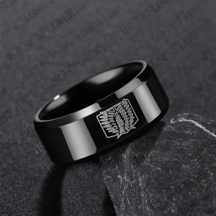 Attack on Titan Black Stainless Steel Ring
