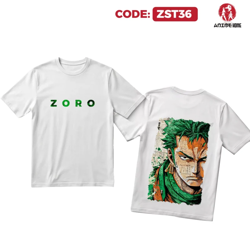 تيشرت أبيض أنمي لشخصية رورونوا زورو (Roronoa Zoro)
